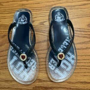 NFL Chicago Bears Sandals Womens S 5/6 Jelly Thong Flip Flop Beach